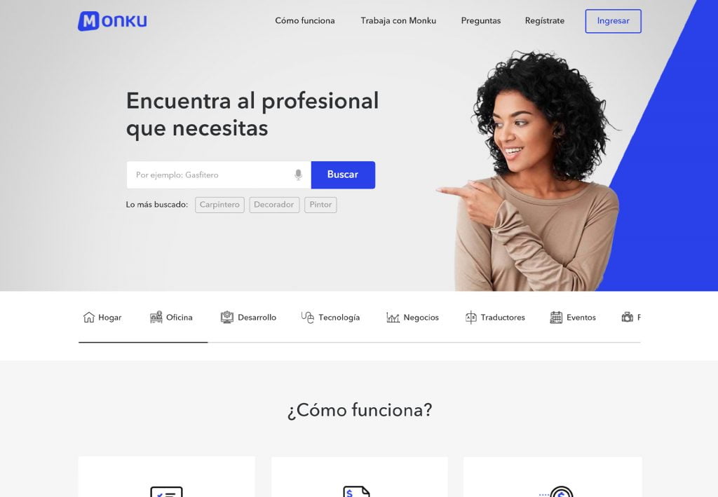 Diseño Web Monku página de inicio